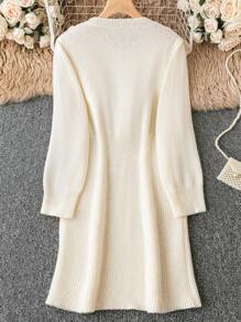 SHEIN Unity Plus Ruffle Trim Sweater Dress