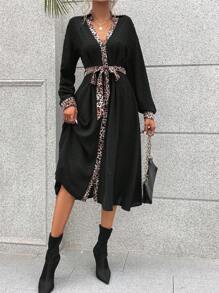 Breezaya Leopard Print Belted Shirt Dress - Multicolor - View 5