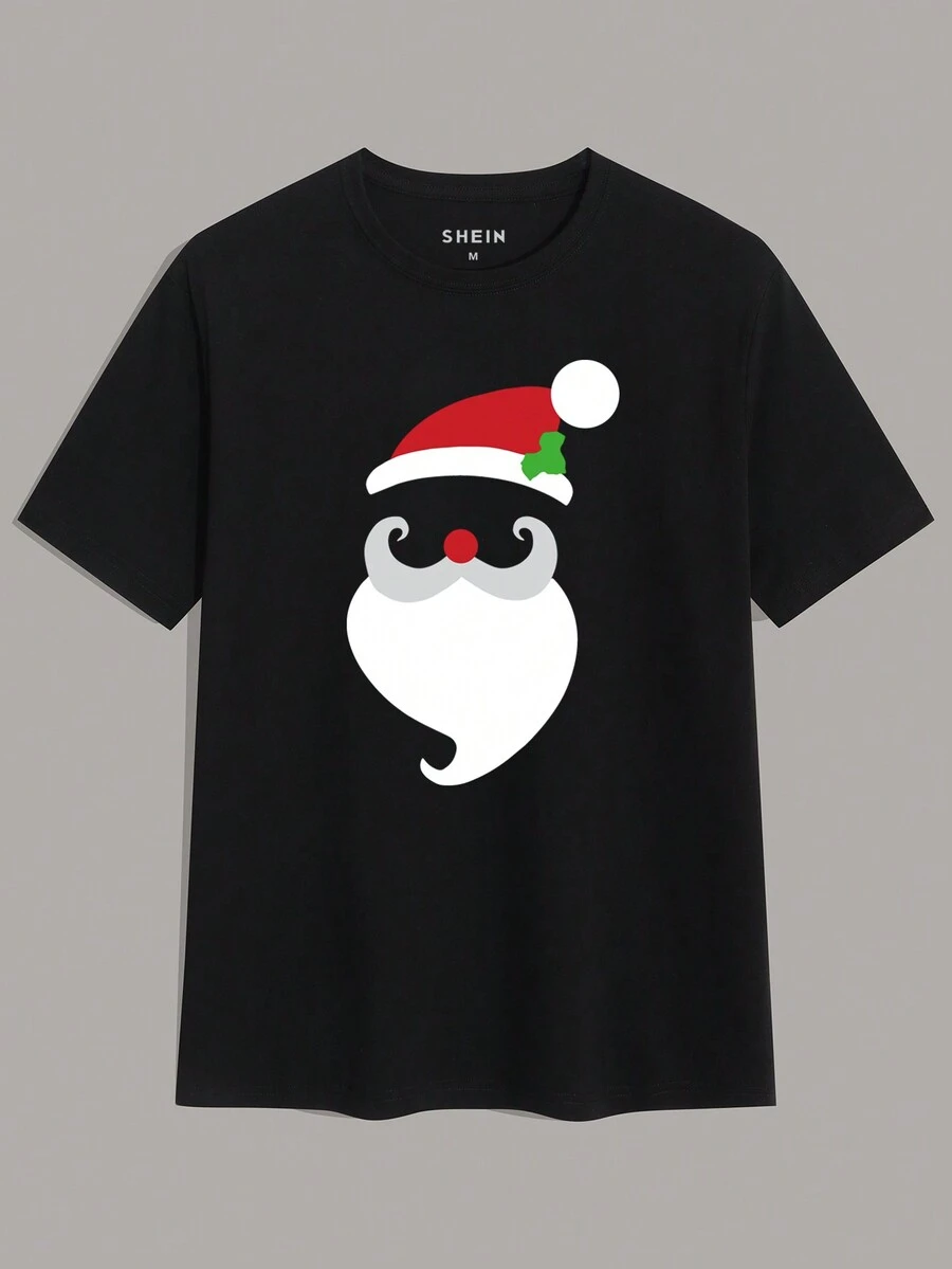 Áo phông in hình giáng sinh nam - màu đen - Xem 1