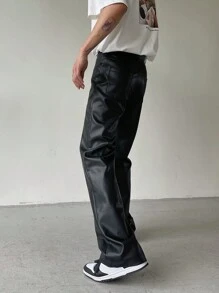 Manfinity EMRG 男士寬鬆直筒褲,斜口式口袋 - 黑色 - 查看 2