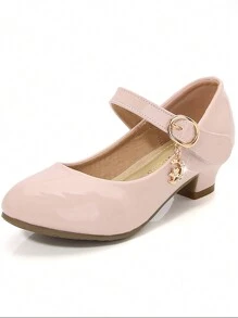Zapatos De Piel Sintética De Tacón Alto Para Niña, Estilo Escolar Británico, Planos Para Estudiantes, Zapatos De Vestir Formales Para Actuación Infantil, Para Todas Las Estaciones - Rosa - Ver 2