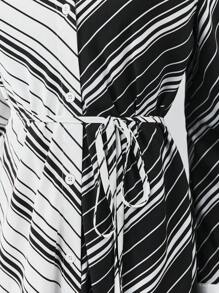 BizChic 條紋印花不對稱下擺腰帶襯衫洋裝