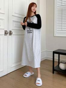 DAZY 字母圖案插肩袖休閒服洋裝