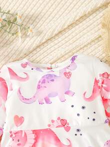 Baby Girl Dinosaur Print Dress - Multicolor - View 4