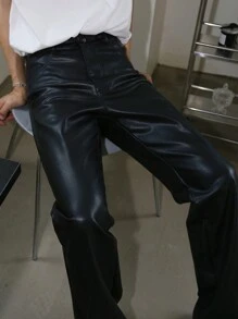 Manfinity EMRG 男士寬鬆直筒褲,斜口式口袋 - 黑色 - 查看 5