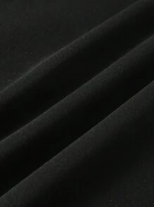 SHEIN Essnce 月亮印花抽繩加絨內裏連帽衫 - 黑色 - 查看 3