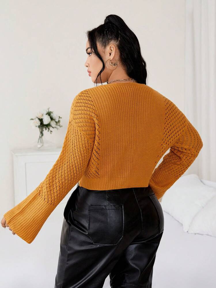 Plus Chain Detail Drop Shoulder Sweater Knit Pullover Fall Winter Sweater