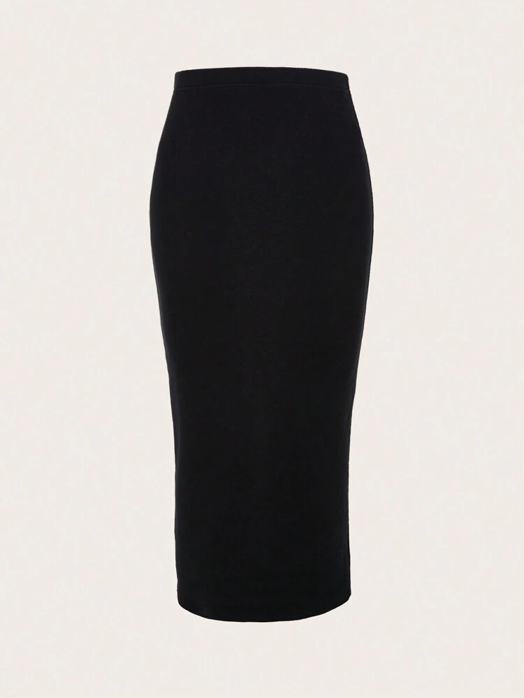 High Waist Solid Pencil Skirt