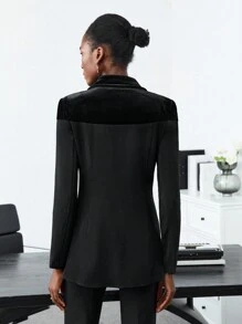 BizChic 1入組純色單鈕扣西裝外套 - 黑色 - 查看 2