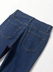 SHEIN Sparklyn Tween Girl Solid Jeans, School, Campus, College - Blue - View 4