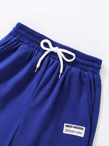 Cậu bé Tween Thư được vá Eo dây rút quần ống rộng Quần thể thao - Màu xanh lam - Xem 4