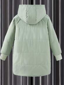 Tween Boy 1pc Hooded Padded Coat - Mint Green - View 2