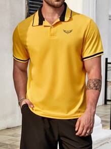 Manfinity Homme Men Plus Eagle Print Contrast Trim Polo Shirt - Multicolor - View 5