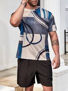 Manfinity Homme Nam Plus In Địa lý Áo thun - Màu Khaki - Xem 5