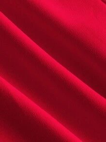 SHEIN MOD 方領喇叭袖胸部褶皺洋裝 - 紅色 - 查看 3