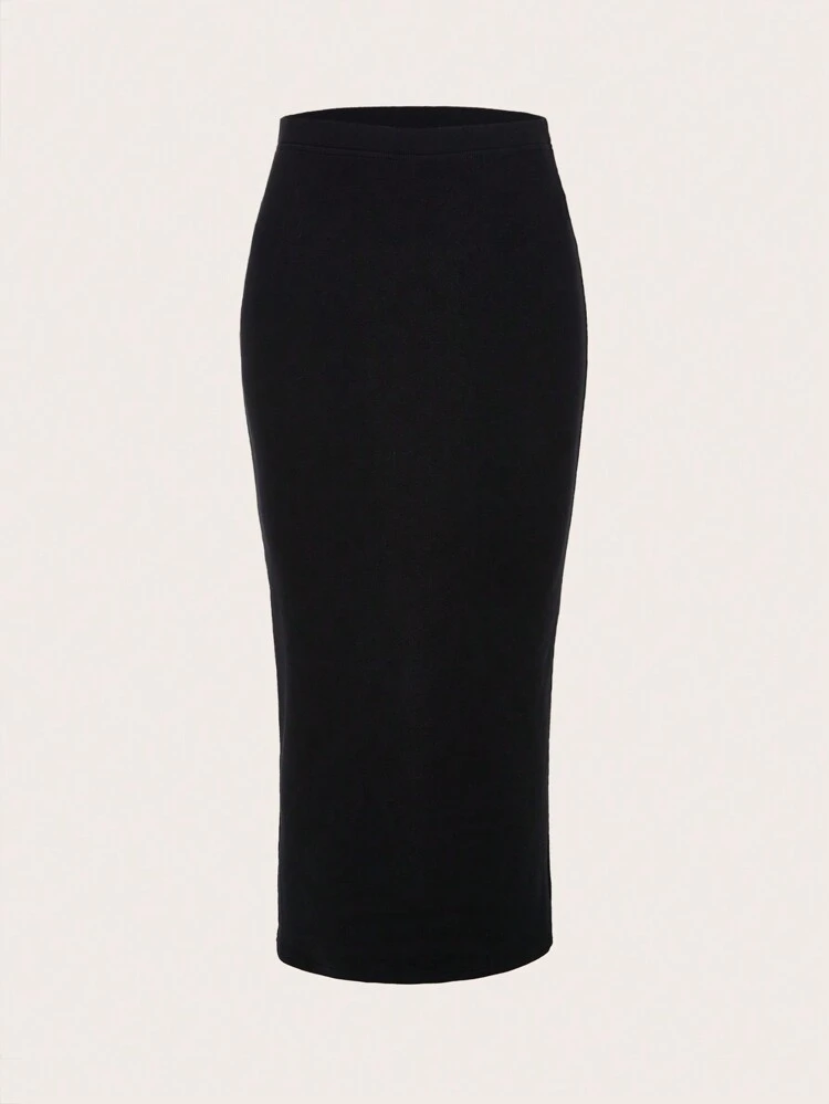 High Waist Solid Pencil Skirt