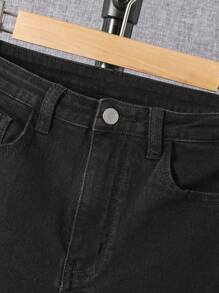 SHEIN Tween Boy Solid Slant Pocket Jeans - Black - View 7