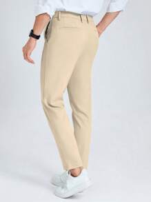 Manfinity Mode Men Solid Slant Pocket Suit Pants - Apricot - View 2