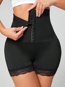 Easithlete Hook And Eye Lace Trim Sports ShortsWomen Sweat Short, Gym Short, Biker Short - Black - View 1