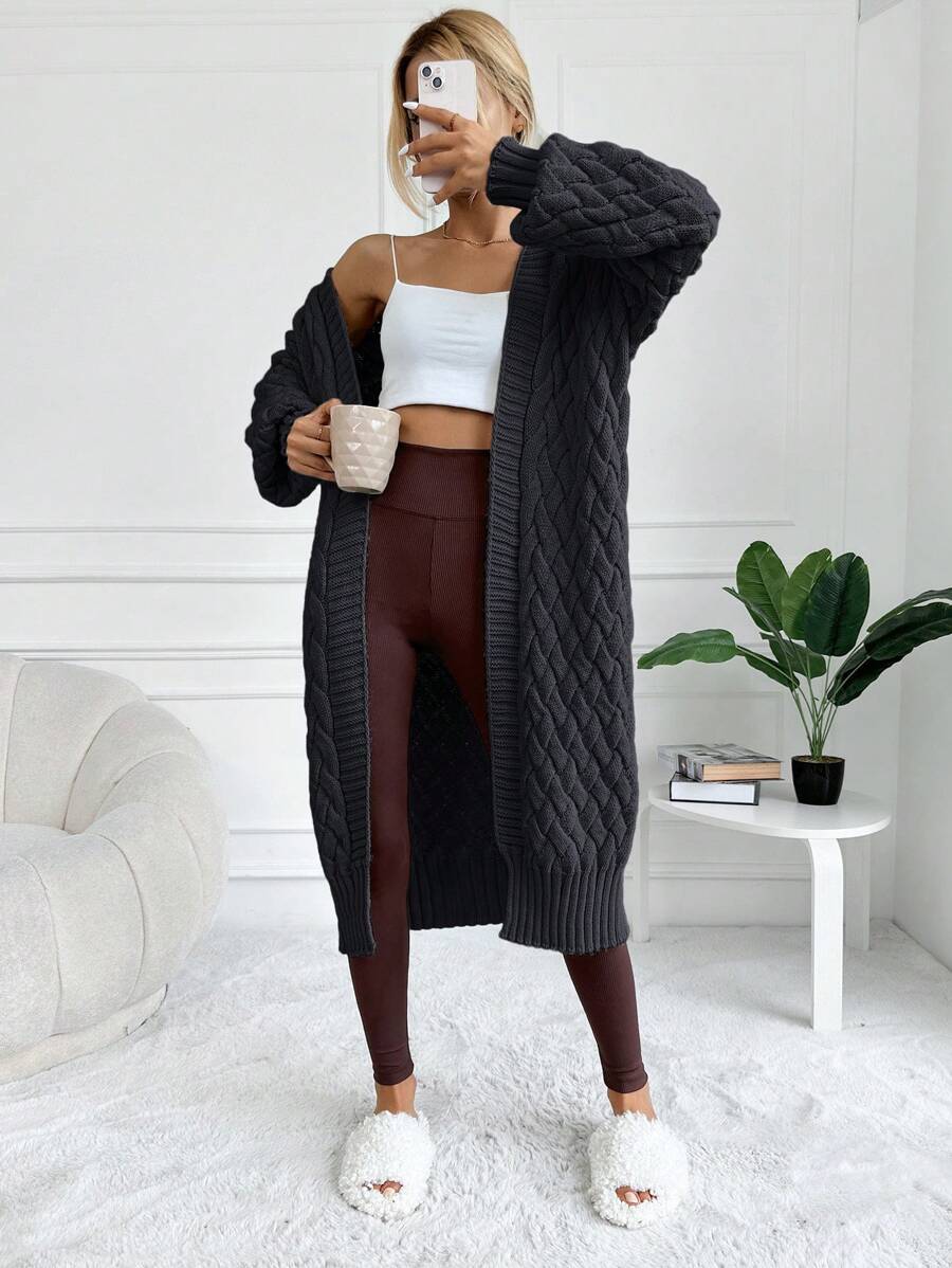 EURMUSE Drop Shoulder Women's Solid Color Knitted Casual Cardigan ...