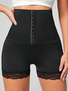 Easithlete Hook And Eye Lace Trim Sports ShortsWomen Sweat Short, Gym Short, Biker Short - Black - View 5