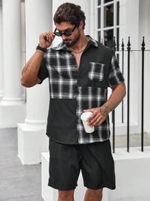 Manfinity Homme Men Plus Plaid Print Shirt - Black - View 5