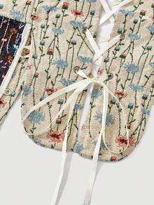 SHEIN MOD Ditsy Floral Print Lace Up Front Tank Top - Multicolor - View 10