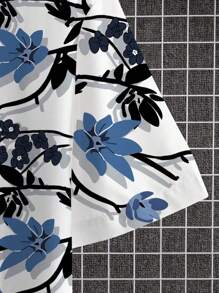 Manfinity Homme Hombres talla grande Camisa con estampado floral - Blanco - Ver 3