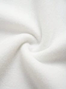 SHEIN EZwear 休閒抽繩 口袋標語女士衛衣 - 白色 - 查看 3