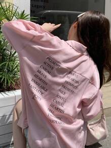 DAZY Letter Graphic Drop Shoulder Oversized Shirt - Pink - View 1