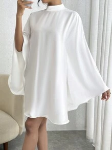 Firerie Solid Backless Kimono Sleeve Backless Dress - White - View 6