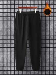 Manfinity Homme Men Plus Floral & Japanese Letter Graphic Sweatpants - Black - View 2