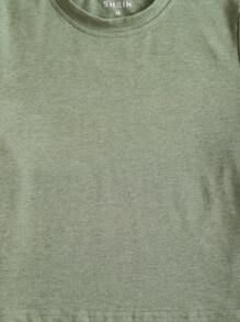 INAWLY 素色圓領短款T恤 - 橄欖綠 - 查看 5