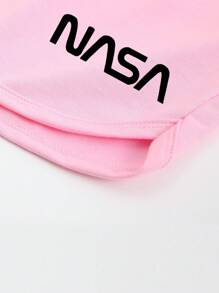 SHEIN EZwear Shorts deportivos con estampado de letra con cordón delantero - Rosa - Ver 5