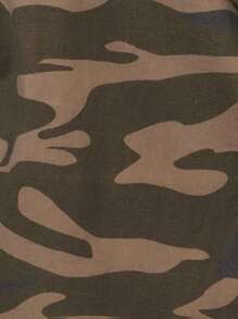 Thiếu niên cô gái Camo In Lót nhiệt Áo khoác denim Không có Áo khoác - xanh quân đội - Xem 5