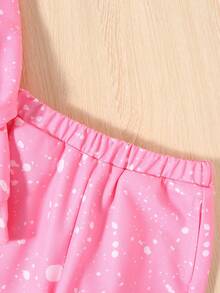 SHEIN Young Girl Figure Graphic Sweatshirt & Sweatpants - Pink - View 8