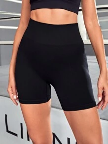 Easithlete 素色寬腰帶運動短褲 - 黑色 - 查看 1