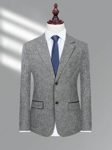 Manfinity Mode Men 1pc Lapel Collar Single Breasted Blazer - Grey - View 1