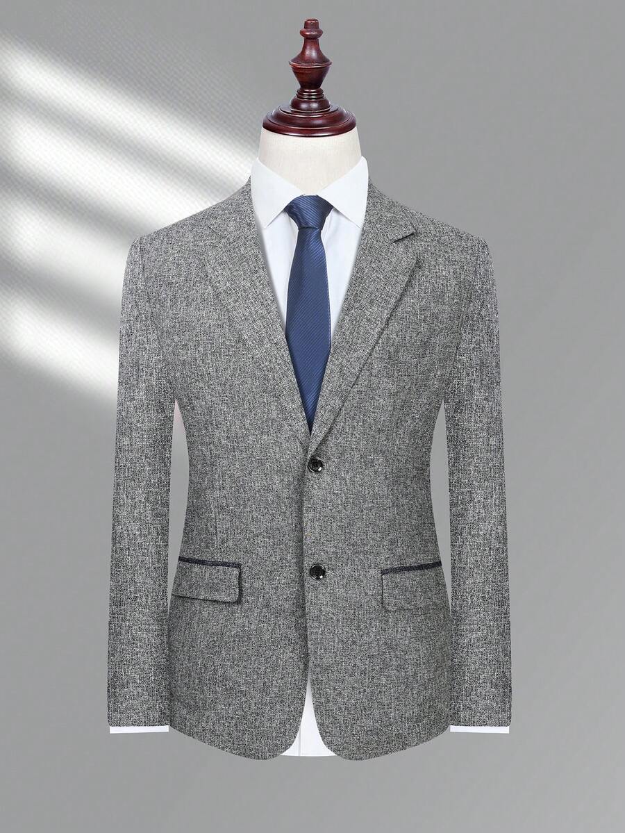 Manfinity Mode Men 1pc Lapel Collar Single Breasted Blazer - Grey - View 1