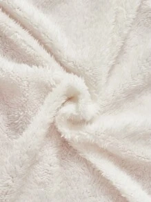 SHEIN Tween Girl Colorblock Fuzzy Trim Hooded Thermal Lined Jacket