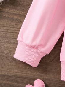 SHEIN Young Girl Figure Graphic Contrast Mesh Sweatshirt - Pink - View 4