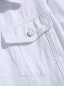 Manfinity Campus Court Men Plus Letter Graphic Denim Jacket Without Hoodie - White - View 4