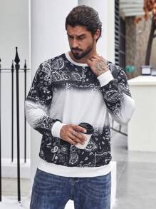 Manfinity Homme Men Plus Paisley Print Sweatshirt - Black - View 5