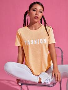Sport T-Shirt mit Buchstaben Grafik,