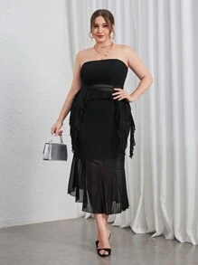 SHEIN Privé Hơn Viền không đối xứng Ống ngọn - màu đen - Xem 1