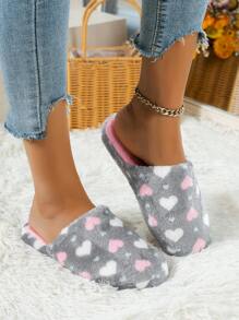 Fall/Winter Casual Home Slippers, Women's Fashionable Indoor Slippers, Bedroom Slippers For Women,Fluffy Slippers - Grey - View 5