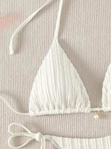 Swim Basics Summer Beach Halter Triangle Tie Side Bikini Set