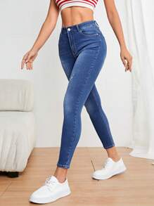 SHEIN LUNE Quần jean rách - Rửa trung bình - Xem 4