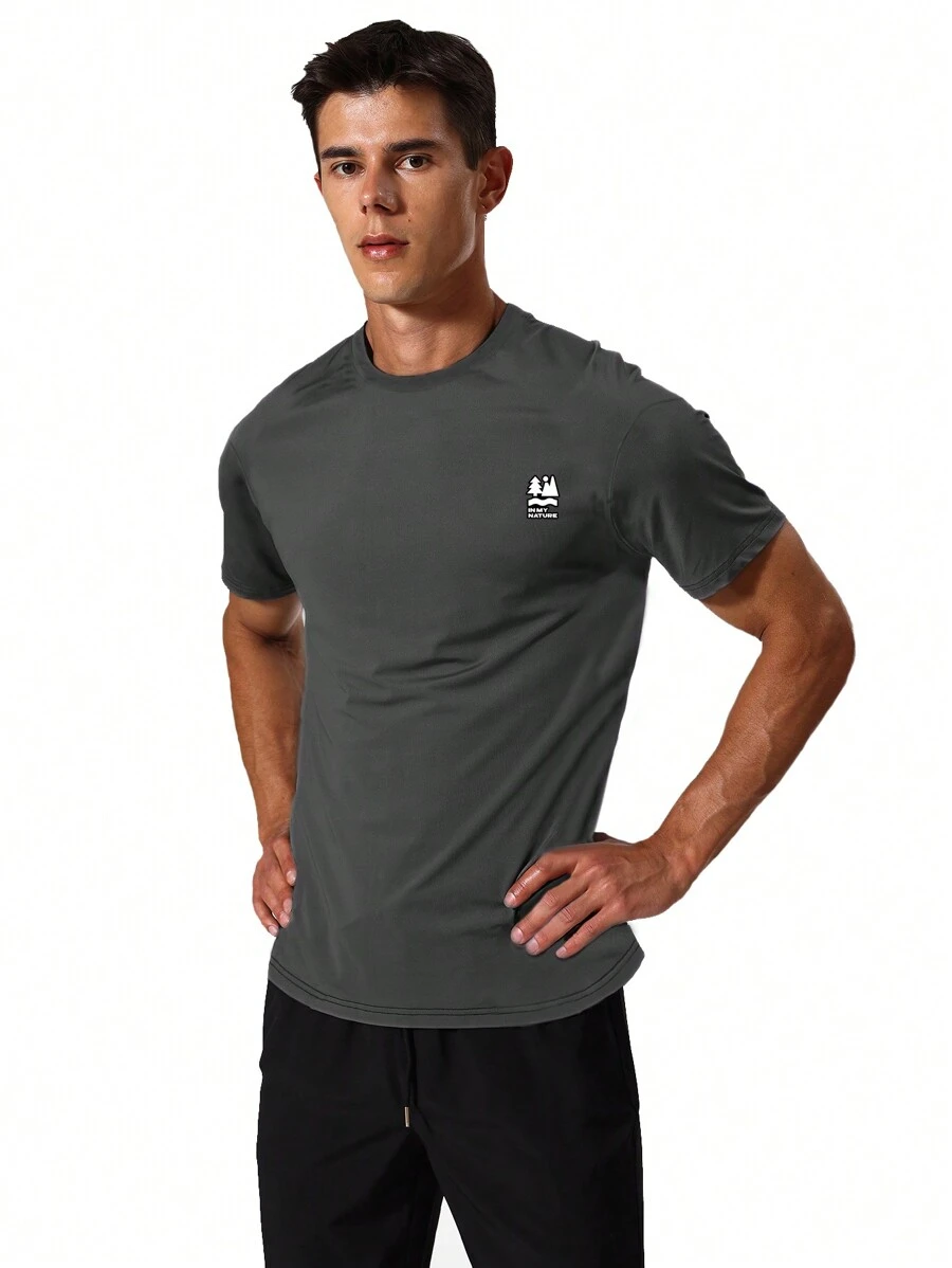 Manfinity Sport Corelite Quần áo đi bộ nam mẫu Tee - Màu xám đen - Xem 1