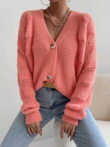 RueChic Cardigan mit Drop Shoulder Knopf vorne,